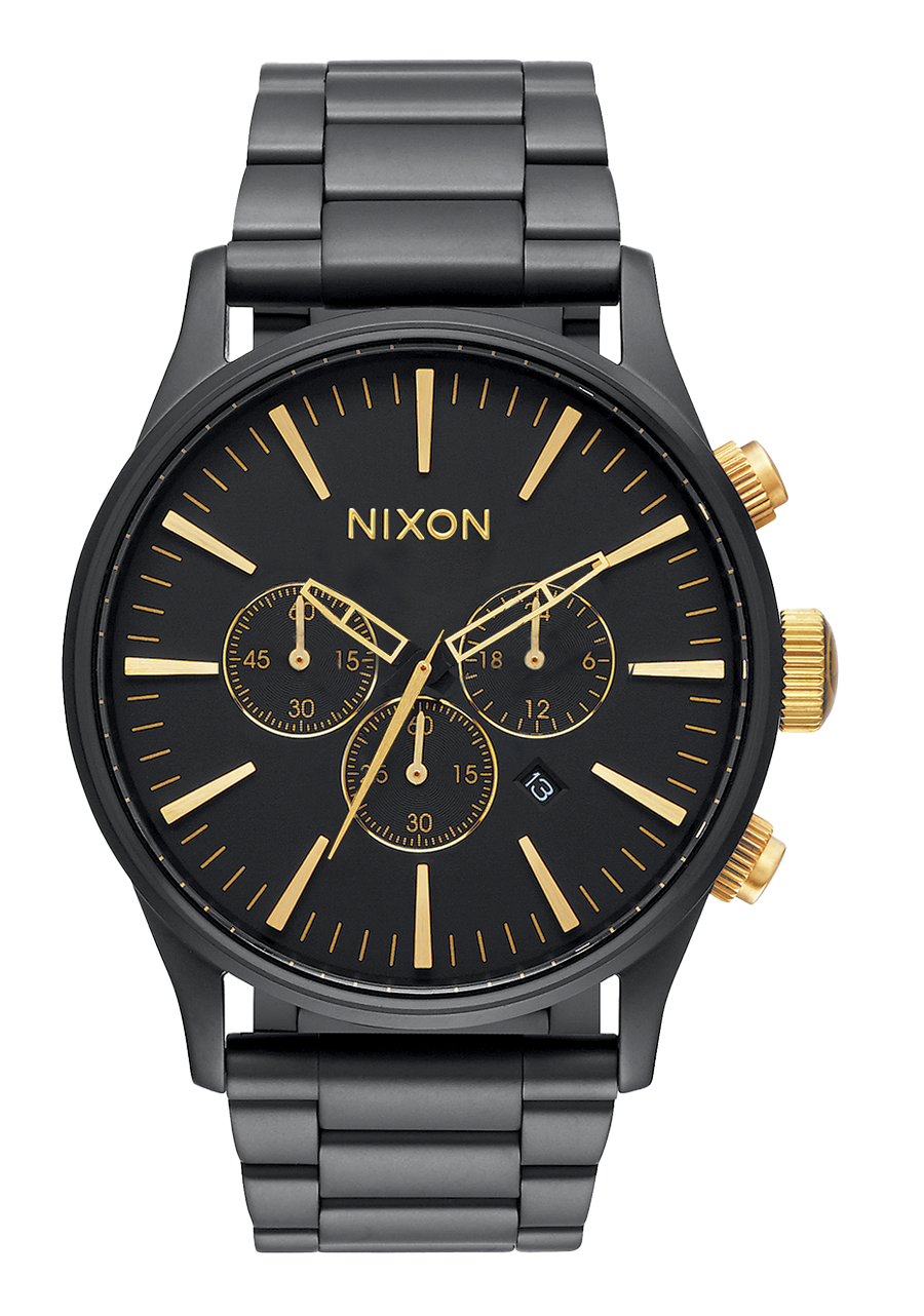 Sentry Chrono Watch Matte Black Gold Men s Stainless Steel Nixon EU