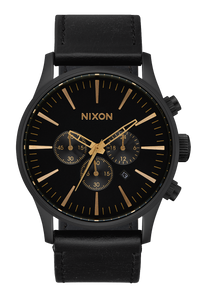 Sentry Chrono Leather - Matte Black / Gold / Black View 1