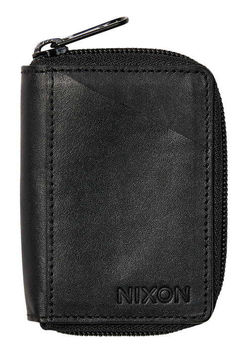 Orbit Zip Card Leather Wallet - Black