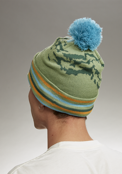 Ridge Pom Beanie - Jade / Multi View 4