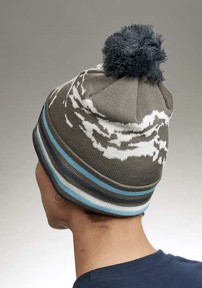 Ridge Pom Beanie - Gray / Multi View 4