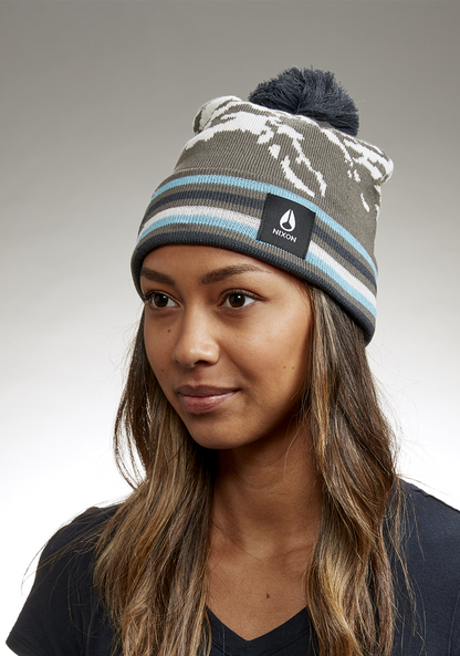 Ridge Pom Beanie - Gray / Multi View 5