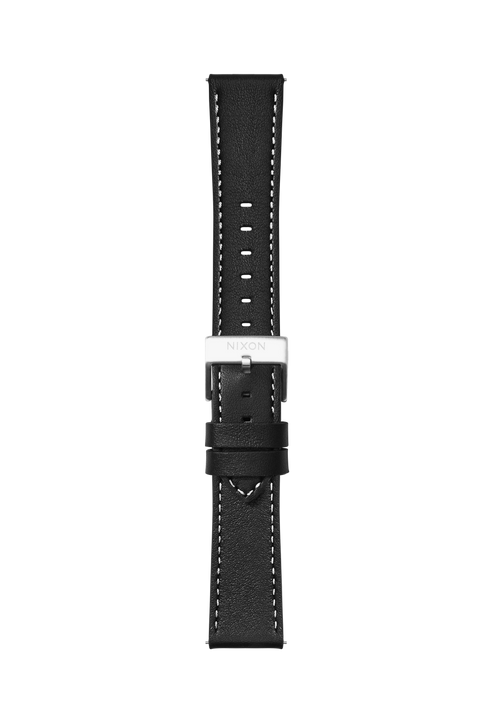 23mm Stitched Leather Band - Black