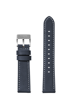 23mm Stitched Leather Band - Navy