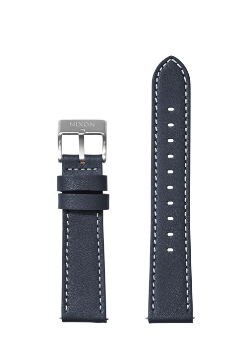 23mm Stitched Leather Band - Navy