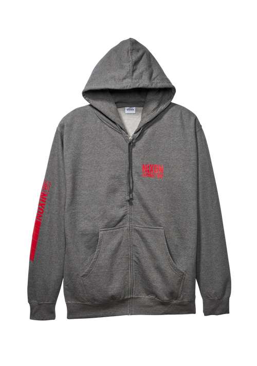 Track Zip Hoodie - Dark Heather Gray / Red