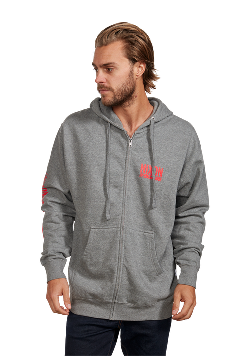 Track Zip Hoodie - Dark Heather Gray / Red